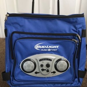 Bud light cooler with radio and speaker/ wheelers